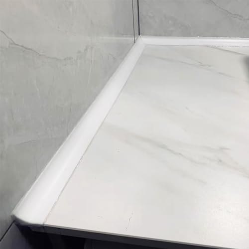 Duschschwellen-Dämme, Wasserabdichtungsstreifen, selbstklebende Dichtungsstreifen aus Silikon für Arbeitsplatten, Waschbecken, Bäder, Fußböden in Nassräumen (weiß 2 m)