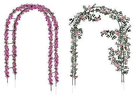 Albert Austin 2x Metal Garden Arch 2.4M Rose Arch Strong and Durable Perfect for Outdoor Garden Lawn Courtyard Climbing Archway Wedding Christmas Decorations Roses and Flowers Garden Arch
