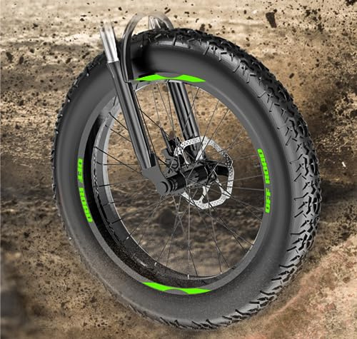 DualColorStampe Aufkleber Felgen FAT Bike 26 Zoll (66 cm) Rad Fahrrad Zubehör Fat Bike MTB Sticker Felgen Off Road - B0108 (Fluoreszierendes Grün)