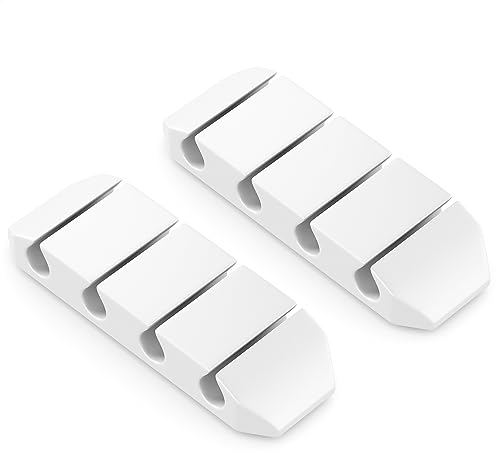 deleyCON 2 Stück Kabelhalter selbstklebend Kabelführung Kabel Fixierung Organizer Kabel Clips Kabelbefestigung Kabel Management Kabelklemmen - für 4 Kabel - Büro Schreibtisch Auto Hobbyraum Weiß
