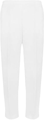 Ladies Half Elasticised Trousers 1/2 Elastic Elasticated Stretch Waist Womens Bottoms Formal Casual Office Work All Occasions Straight Leg Pull On Classic Pants with 2 Side Pockets