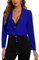 MINTLIMIT Blazer corto da donna con un bottone giacca blazer con risvolto dentellato casual elegante classico manica lunga abbigliamento da lavoro con risvolto, Blu Bu-royal, S