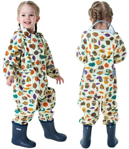 Kinder Regenanzug Mädchen Jungen Regenmäntel Einteilig Regenkleidung Kleinkind Wasserdicht Regenjacken Regen Overall leichtes Hoodie Drucke Regenponcho 1-10 Jahre