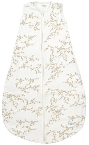 Meyco Baby Branches Schlafsack (aus 100% Baumwolle, luftig leicht und atmungsaktiv, hautfreundlich Material, einfache Pflege, maschinenwaschbar, trocknergeeignet, Größe: 74 cm), Sand