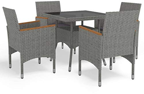 NITCA Rattan Gartenmöbel Set für 5 Personen Garten Essgruppe 5 Personen mit Auflagen für Garten Gartengarnitur 5 Personen Sitzgarnitur Balkonmöbel Grau#12
