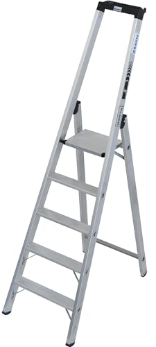 KRAUSE | Schwerlast-Stehleiter | einseitig begehbar | bis 225 kg | 5 Stufen inkl Plattform