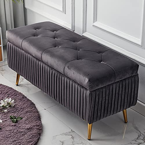Generisch Samtgepolsterte getuftete Ottoman-Bank mit Knopf, gepolsterte Bett-Aufbewahrungsbank für Wohnzimmer, Eingangsbereich, Sofabank mit Stauraum