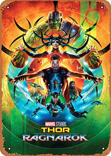 Filmposter Thor Ragnarok 20,3 x 30,5 cm – Vintage-Blechschild aus Metall für Zuhause, Bar, Kneipe, Garage, Dekoration, Geschenke