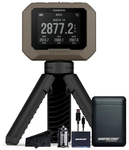 Garmin Xero C1 PRO Chronograph für ballistische Daten, App-fähiger, kompakter Chronograph misst 100-5.000 FPS mit Sofortmessungen und Power Bundle der Signature Series