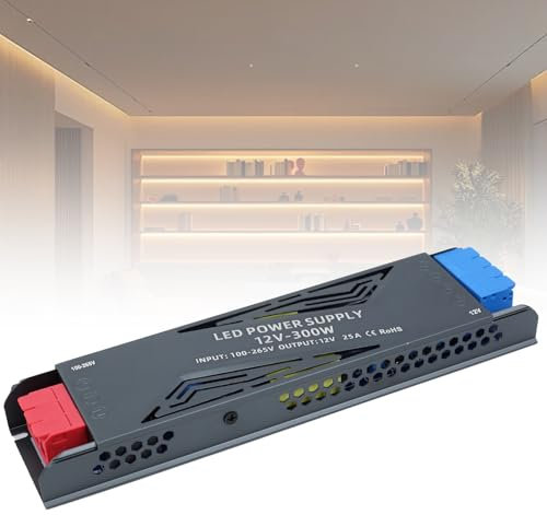 SUCIKORIO LED Trafo 12V 300W LED Transformator AC 230V auf DC 12 Volt 25A Ultra Dünn Konstante Spannung LED Treiber Netzteil 12V Schalt Niedervolttrafo für LED Lampen, Halogenlampen, LED Streifen