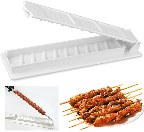 Machine à Kebab Maker Brochettes Kebab Moule Presse à Kebab en Plastique Kebab Turc Brochettes Moule à Kebab Manuel Machine a Brochette Manuelle pour L'extérieur, Camping, Barbecue, Fête