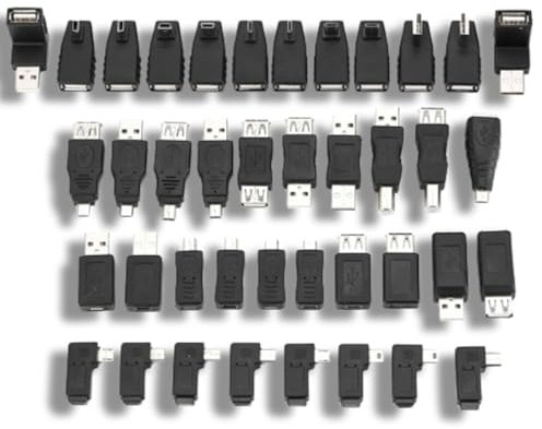 Beufee Adattatore USB, Kit Adattatore USB Set Adattatori USB USB Micro Mini USB 2.0 Adattatore Maschio-Femmina Set Connettori Accoppiatori USB F/M Multipli
