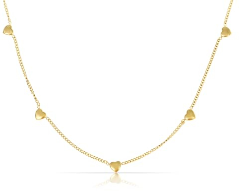 Made by Nami Herzkette Gold Damen Verstellbar Geschenke für Frauen 40 + 5 cm Wasserfester Schmuck