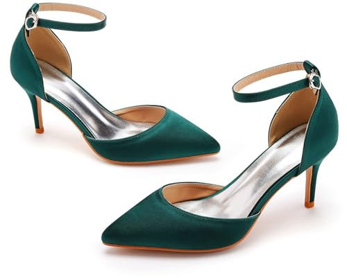 LuminescentDream Women Pointed Toe High Heel,Wedding Party Prom Dress Shoes,Stiletto Pointed Toe Ankle Strap Pumps Shoes,for Ladies Bridal Wedding Evening Party