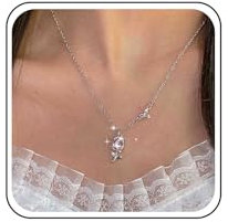 TseenYi Collana Di Fiori Di Tulipano Rosa Collana D'argento Ciondolo Fiore Collana Scintillante Cz Floreale Collana Catena Di Fiori Per Gioielli Da Sposa Matrimonio