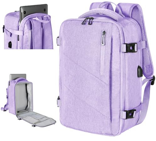 Gluckstar Zaino per Ryanair/Wizzair 40X20X25, Zaino da Viaggio Cabina Bagaglio a Mano 15 Pollici Zaino Porta Pc Donna Uomo, Borse da Viaggi Trekking Zaini Aereo Lavoro Zainetto 20L (Viola)