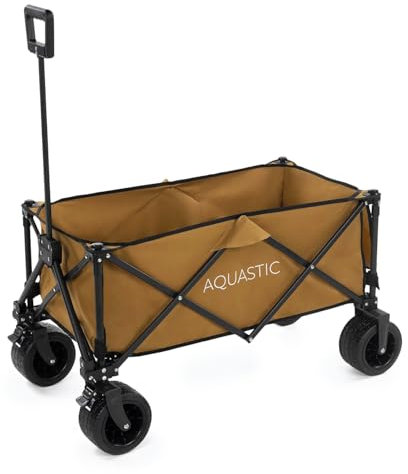 AQUASTIC Bollerwagen Caro in Braun Langlebige Räder aus 100% PVC Ideal für Garten und Strand mit Verstellbarer Rückenlehne und ergonomischem Design Fassungsvermögen von 127 L