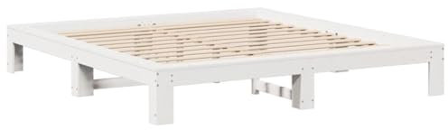 vidaXL Massivholzbett ohne Matratze Weiß 180x200 cm Kiefernholz