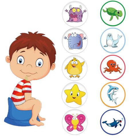 EYVRPAU 10 Blatt Töpfchen-Aufkleber, 5 Stil Farbwechsel Pipi Aufkleber Lustige Cartoon Toilettenschild Für Jungen Mädchen Kinder Kleine Kinder