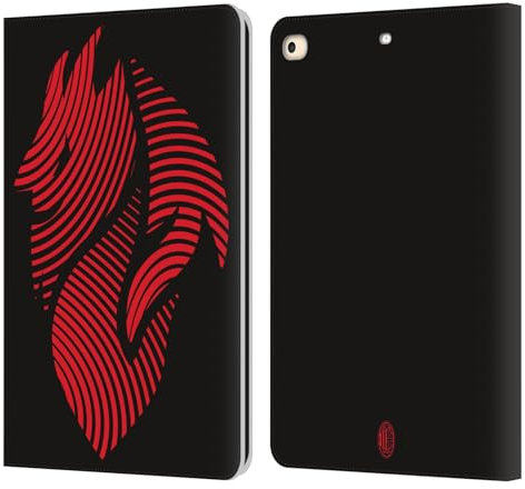 Head Case Designs Licenza Ufficiale AC Milan Logo Grafica Custodia Portafoglio in Pelle Compatibile con Apple iPad 9.7 2017 / iPad 9.7 2018