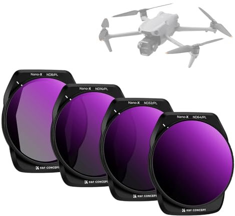 K&F Concept ND8&PL+ND16&PL+ND32&PL+ND64&PL Filter Kompatibel mit DJI AIR 3S, Polfilter, Multi Beschichtung HD Optical Glass Aluminium