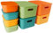 4PCS Big and 4PCS Small Storage Boxes With Lids, Stackable Plastic Storage Baskets for Shelves Kitchen Bathroom Playroom Classroom Office Nursery