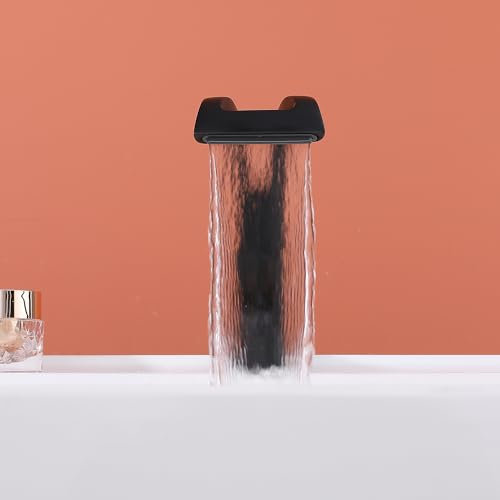 Wasserfall Wasserhahn Wasserhahn Bad Schwarz Waschtischarmatur Wasserfall Mischbatterie Waschbecken Armaturen Modern Armatur Kaltes Und Heißes Bad Wasserhan Schwarz Matt Messing