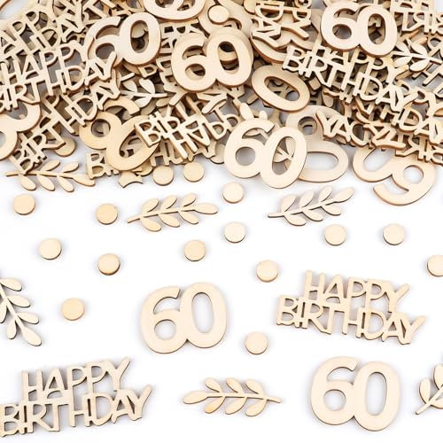 Konfetti Holz Geburtstagsdeko,100 Stück 60 Geburtstag Deko,Tischdeko Geburtstag Streudeko für Mädchen Junge Kinder Partys Dekoration