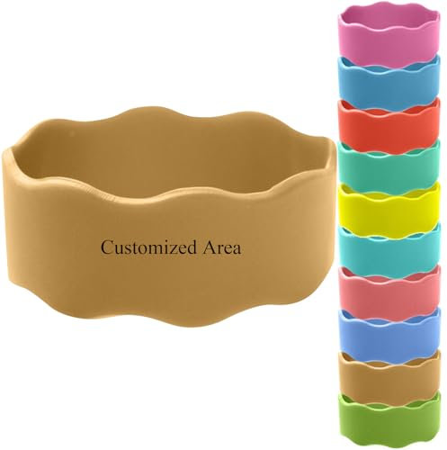 Personalized Custom Cup Sleeve, Food Grade Silicone Bottle Coffee Cup Sleeve, Heat-Resistant Reusable Mug Protector, Engraved Bottle Strips, Waterproof Handle Strap (Vermilion)