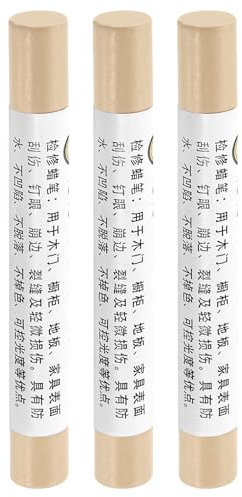 sourcing map Furniture Repair Crayons, 3Pcs - Wood Wax Filler Stick, Furniture Markers Touch Up - for Scratches Holes Tables Desks Wooden Floors Cover Ups, White Oak