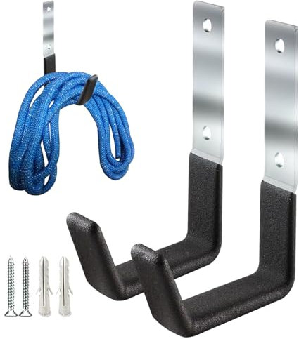 keyxer 2 Stück Schwerlast Wandhaken, Robuste Garagen-Aufbewahrungshaken, Utility-Haken für Garagenwand, Gartenwerkzeug-Organizer, Schwarz Universalhaken zum Schrauben, Sperrige Artikel Wandhalterung