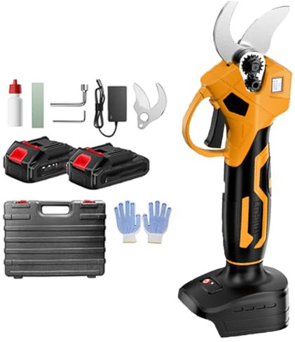 Electric Branch Pruner,Branch Trimmer,Battery Operated Branch Pruner with 2 Lithium Batteries, SK5 Titanium Blades, 30mm Cutting Diameter, LCD Display