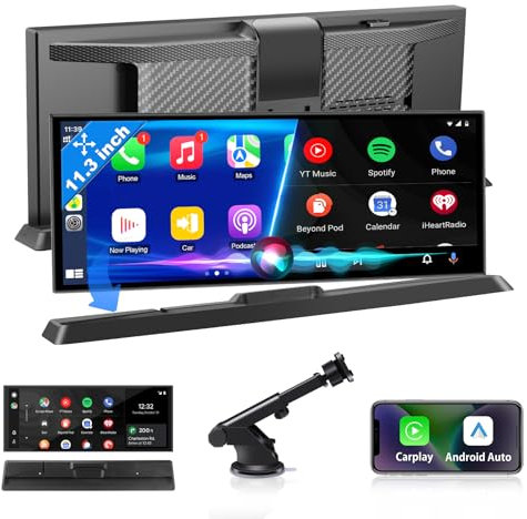 Exclusive 11.3 inch Car Tablet Pro Max 2025 Wireless Apple Car Play Screen with Stable Mount Touchscreen Support Apple Carplay Android Auto with Dual Bluetooth Siri/GOO-gle GPS Navigation Mirror Link