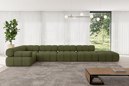 ALTDECOR Modulares Sofa Ecksofa in L-Form Corner modular Sofa Eckcouch Couch Wohnlandschaft Cauchsofa Polstersofa Felto-L3-475x190x70 cm Grün