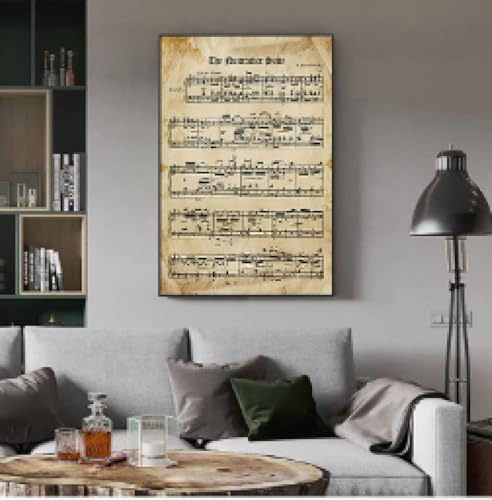 ZHUOYA Der Nussknacker, Vintage-Notenplakat und Druck, Tschaikowsky, klassische Klaviermusik, Leinwandgemälde, Wandbild, Dekoration, 70 x 100 cm, Innenrahmen