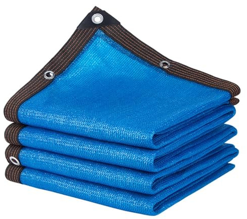 Toile d'ombrage à 90 % avec œillets - Protection UV et design - Bleu - Pour terrasse, garage et voiture - 1 x 4 m à 5 x 9 m