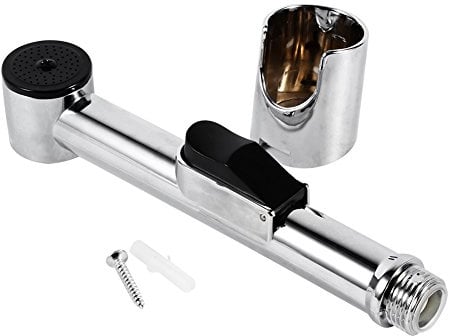 Handheld Portable Bidet Shower Spray Chrome Plated Abs Shattaf Toilet Sprayer for Toilet Adjustable Water Silver Black 7.1 Inch