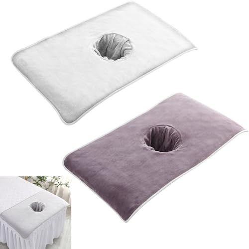 Kensbro Lot de 2 housses de table de massage avec trou pour le visage, serviettes de table de massage confortables et douces, adaptées pour spa, salons de beauté, massage des pieds, sauna
