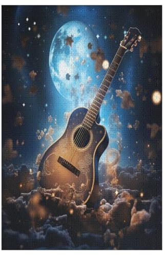 Puzzle Für Erwachsene, 1000 Teile, Gitarre, Holzpuzzle, Geburtstagsgeschenke, Puzzle Wanddekoration （78×53cm）