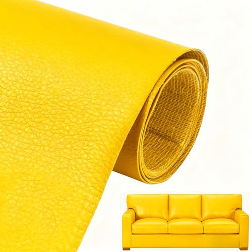 Selbstklebendes Leder-Reparatur-Set 60x137cm (Gelb) | Selbstklebende PU-Folie, Geeignet für Couch, Autositz, Sofa, Möbel, Jacken. Einfache Reparatur von Rissen & Löchern.