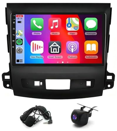 4+64G Doppel Din Autoradio für Mitsubishi Outlander II CWW 2005-2011, 9 Zoll Touchscreen Car Display for Peugeot 4007 2007-2013 Bluetooth GPS Navi Android 14 WiFi Rückfahrkamera Mirror Link DSP FM/RDS