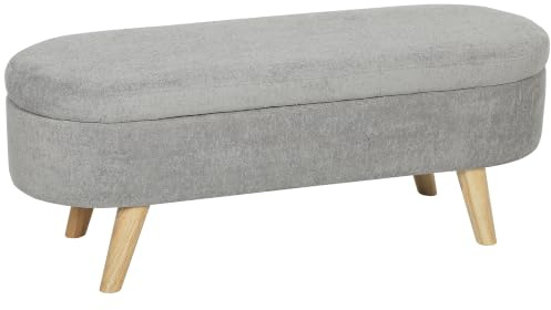 HOMCOM 2-in-1 Bettendbank 110x40x43 cm Hellgrau | Stoff-Aufbewahrungstruhe mit Holzbeinen