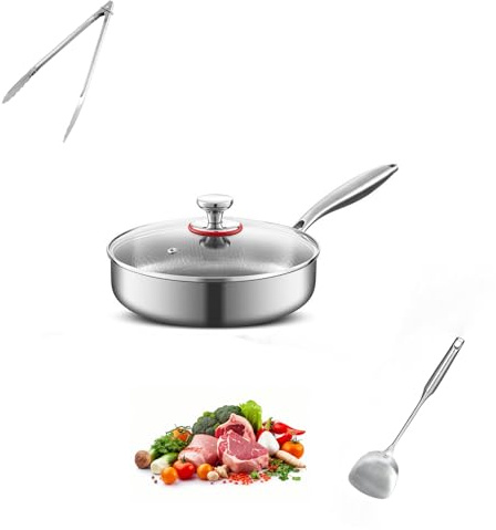 JORCEDI Titanio – Pure Titanium Non-Stick Pan, Coating-Free and Chemical-Free, 100% Pure Titanium Construction, Scratch-Resistant, Rapid Heat Conduction, Includes Lid, Suitable for All Hobs (20cm)