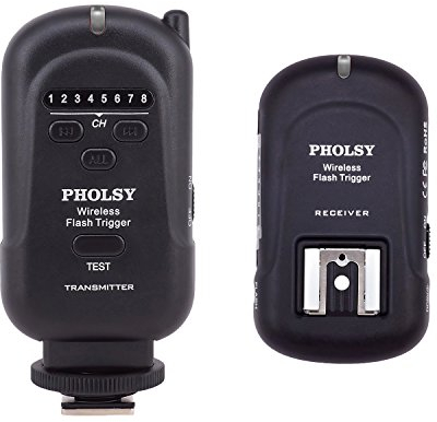 PHOLSY Wireless Telecomando Fotocamera Flash Trigger con Trasmettitore e Ricevitore (Gamma di 650 '/ 200m)