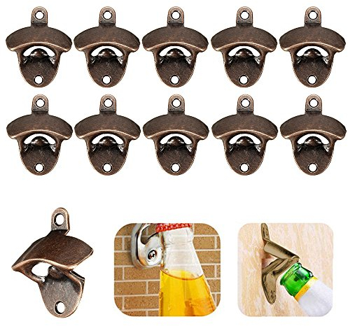 10 pcs Bronze Ouvre Bouteilles Mural pour Soda Bière Vin Décapsuleur à Fixation avec Deux Vis Chaque Opener Vintage