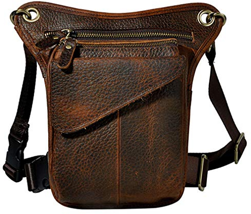 Vintage Leder Taille Pack Drop Leg Bag für Herren Damen Gürtel Bauchtasche Mehrzweck Motorrad Fahrrad Outdoor Sport Taktische Radfahren Reiten Wandern Camping