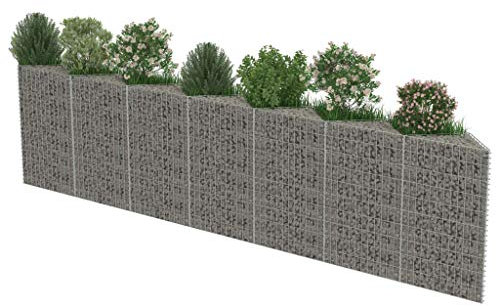 Festnight Gabion Jardin Acier Galvanisé Gabion Jardiniere Argenté 450 x 30 x 100 cm