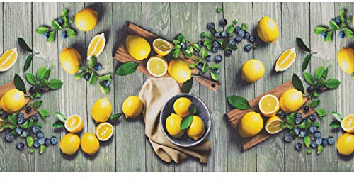 WohnDirect Tapis d'intérieur Fonctionnel jusqu'à 10 m de Long – Tapis de Cuisine résistant, antidérapant et Facile à Nettoyer – Tapis de Bain – Tapis de Passage – Lemon — 50x120cm