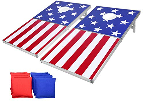 GoSports Unisex, Teenager Cornhole PRO Sitzsack-Wurfspiel-Set in regulärer Größe, Design mit amerikanischer Flagge, USA