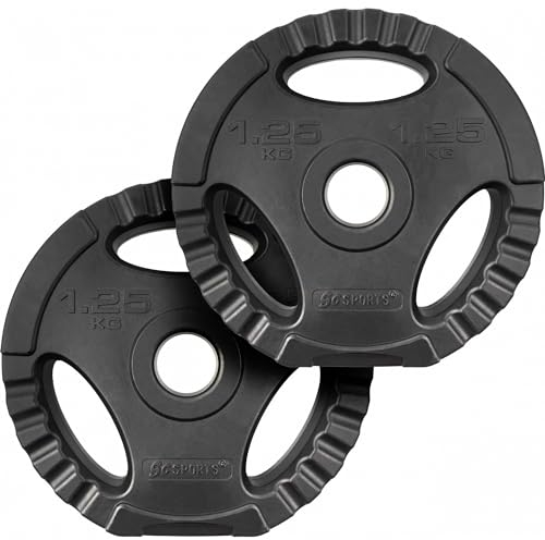 ScSPORTS® Hantelscheiben - 2er Set (1,25/2,5/5/10/15kg), Ø 30/31mm, Tri-Grip, Zement, Kunststoff, Schwarz - Hantelscheiben-Set, Gewichtsscheiben, Fitness Scheiben (2,5 kg (2 x 1,25 kg))